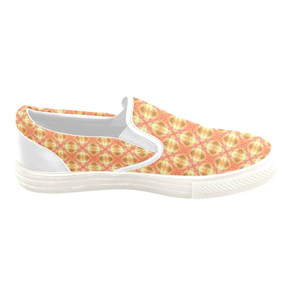 Peach Pineapple Abstract Circles Arches Women's Unusual Slip-on Canvas Shoes (Model 019)
