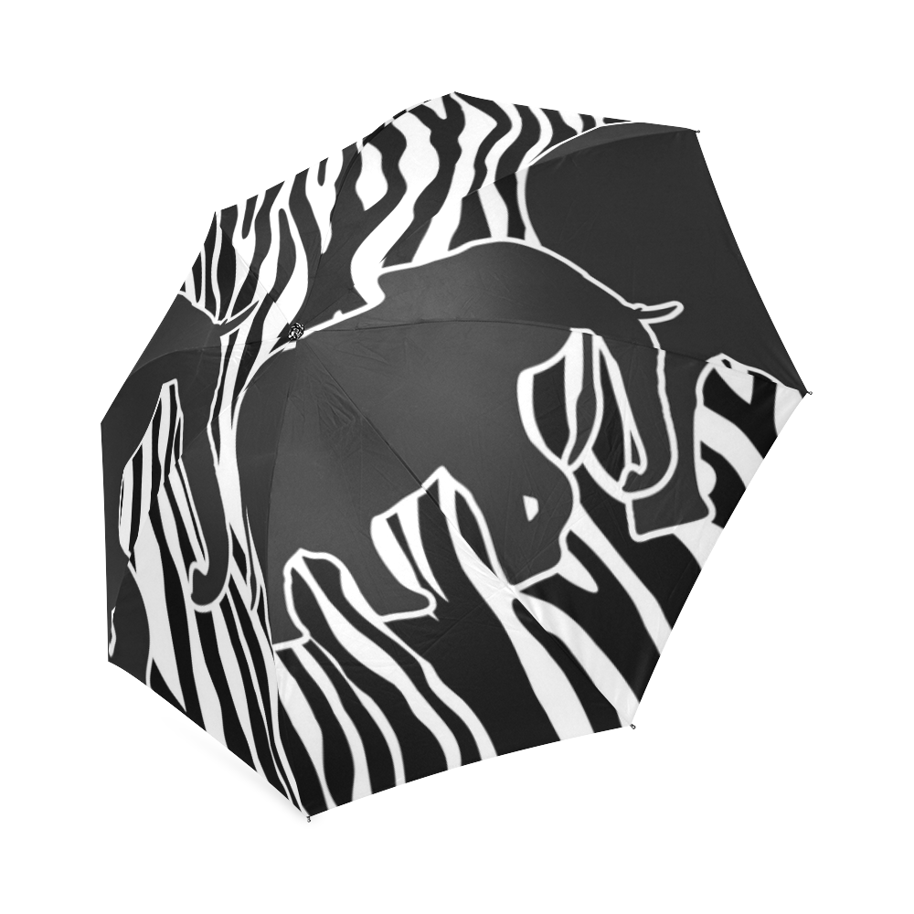 ELEPHANTS to ZEBRA stripes black & white Foldable Umbrella (Model U01)