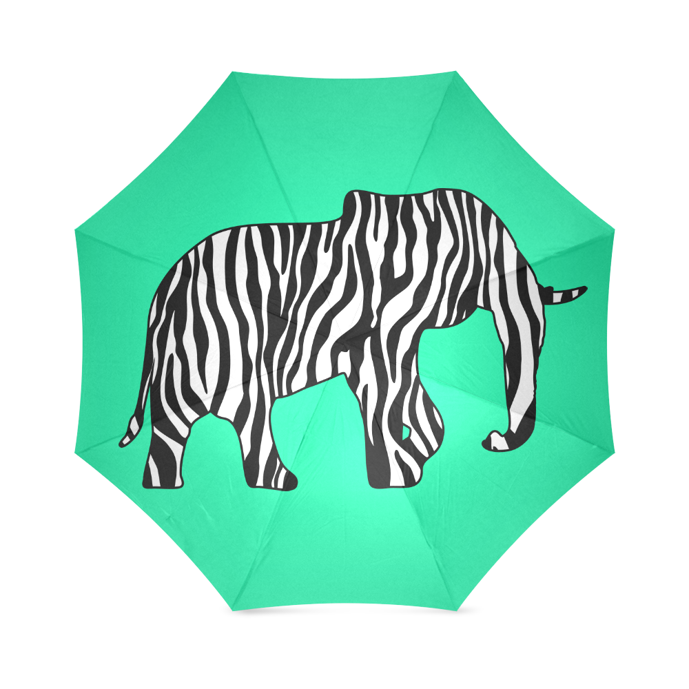 ZEBRAPHANT Elephant with Zebra Stripes black white Foldable Umbrella (Model U01)