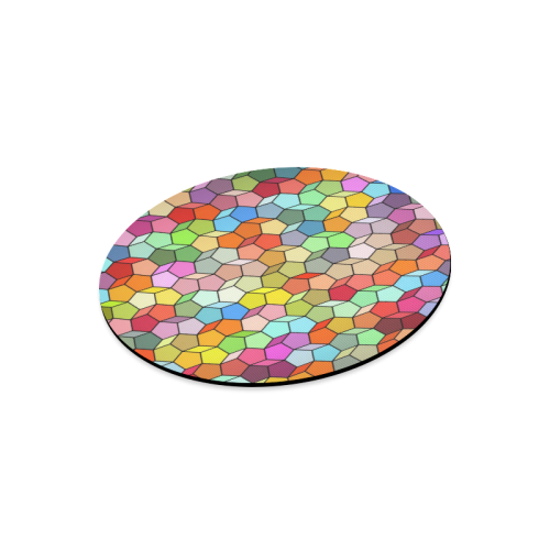 Colorful Polygon Pattern Round Mousepad