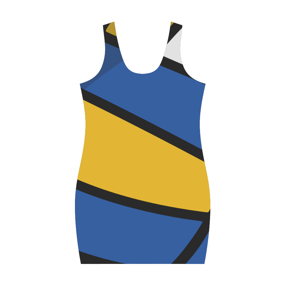 Blue and Yellow Design Medea Vest Dress (Model D06)