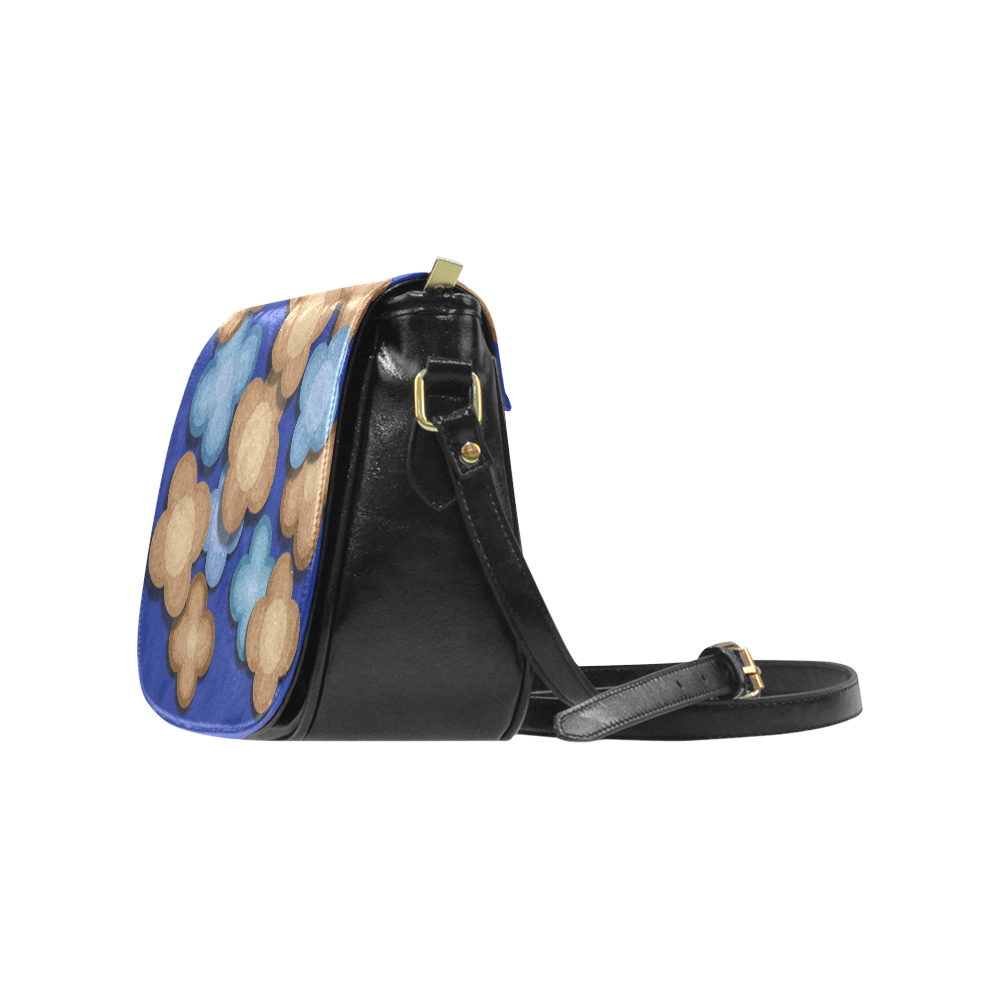 Brown and Blue Flowers Classic Saddle Bag/Small (Model 1648)