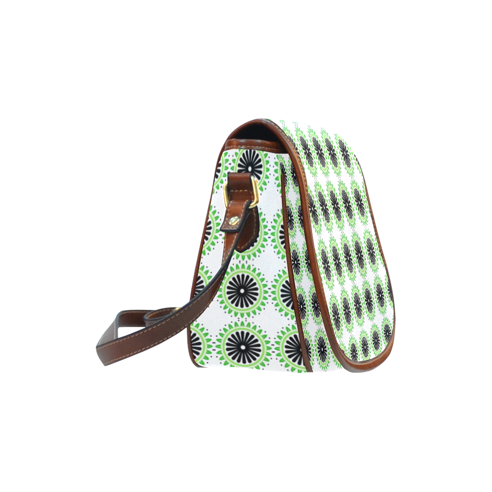 Green and Black Design Pattern Saddle Bag/Small (Model 1649) Full Customization