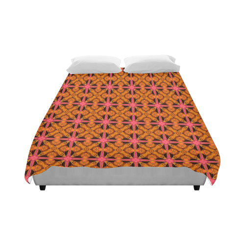 Peach Lattice Abstract Pink Snowflake Star Duvet Cover 86"x70" ( All-over-print)