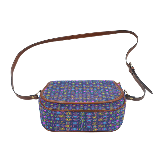 Colorful Geometric Retro Pattern Saddle Bag/Small (Model 1649) Full Customization