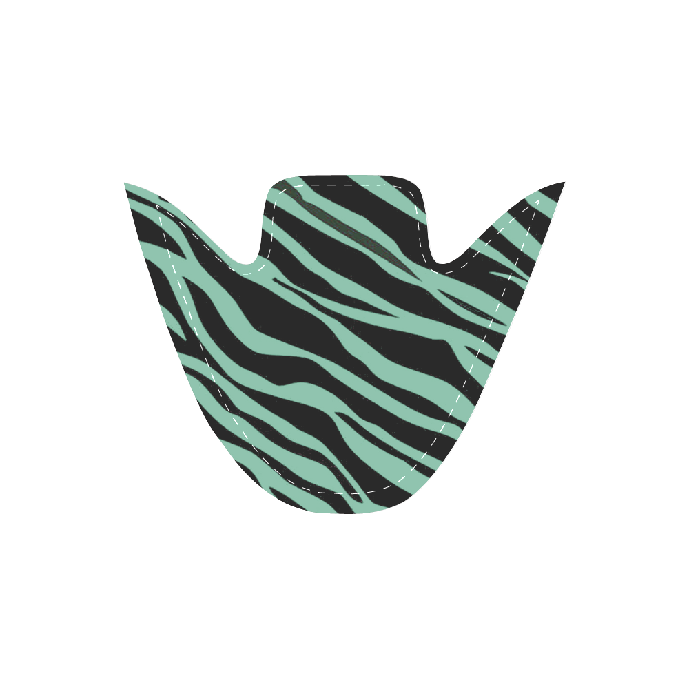 Mint Green Zebra Stripes Women's Unusual Slip-on Canvas Shoes (Model 019)