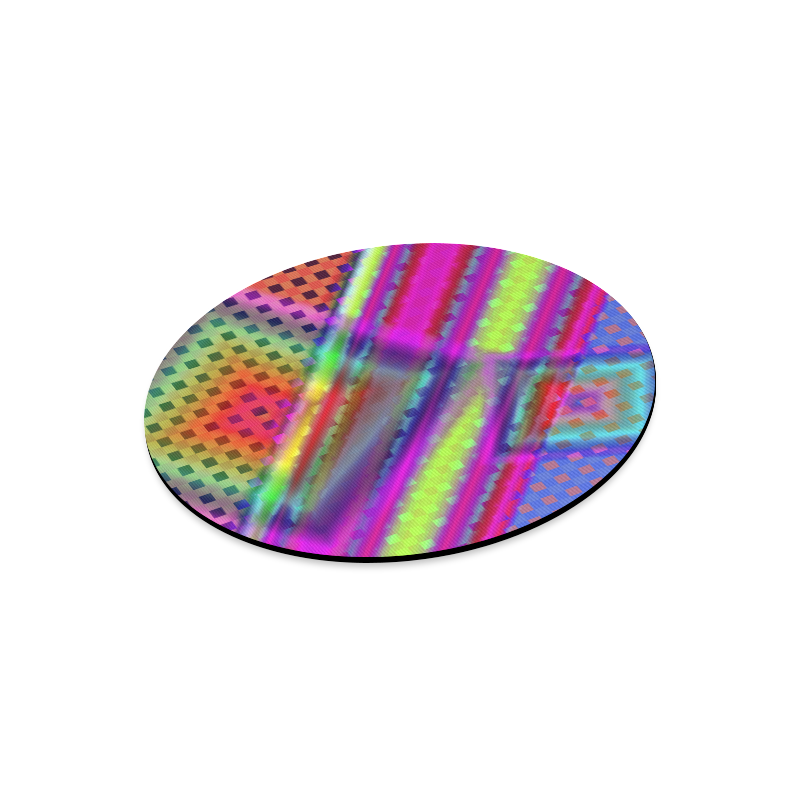 Plaid Design 3D Colours Round Mousepad