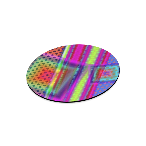 Plaid Design 3D Colours Round Mousepad