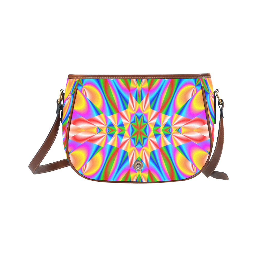 Rainbow Love Kaleidoscope Saddle Bag/Large (Model 1649)