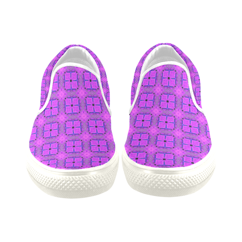 Abstract Dancing Diamonds Purple Violet Women's Unusual Slip-on Canvas Shoes (Model 019)
