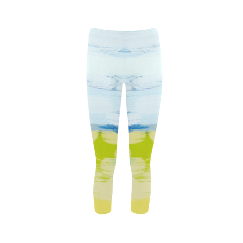 Green Blue Painting Capri Legging (Model L02)