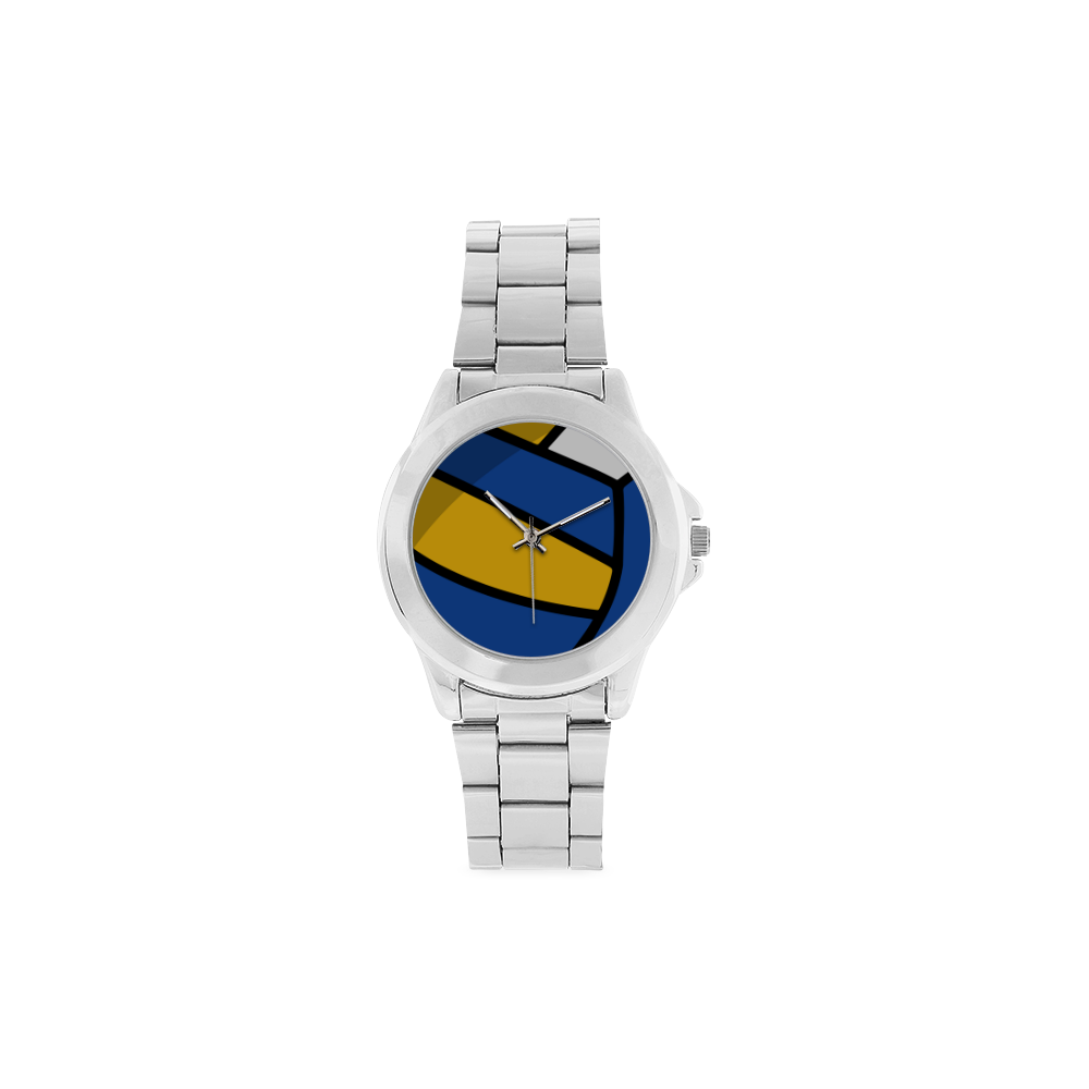 Blue and Yellow Design Unisex Stainless Steel Watch(Model 103)