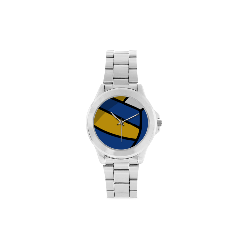 Blue and Yellow Design Unisex Stainless Steel Watch(Model 103)