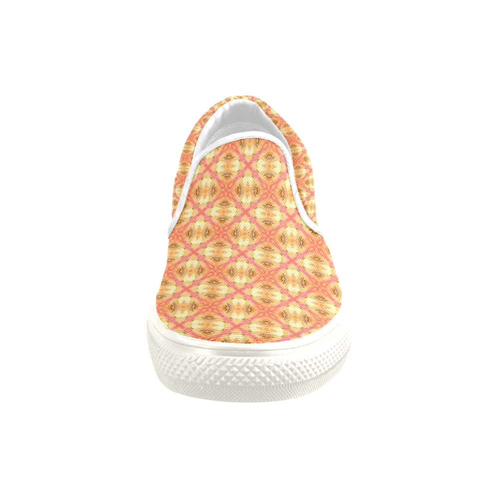 Peach Pineapple Abstract Circles Arches Women's Unusual Slip-on Canvas Shoes (Model 019)