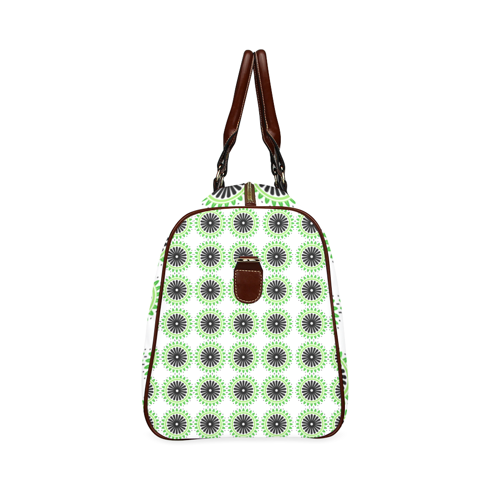 Green and Black Design Pattern Waterproof Travel Bag/Small (Model 1639)