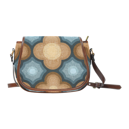 Brown and Blue Floral Pattern Saddle Bag/Large (Model 1649)