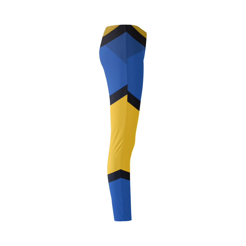 Blue and Yellow Design Cassandra Women's Leggings (Model L01)