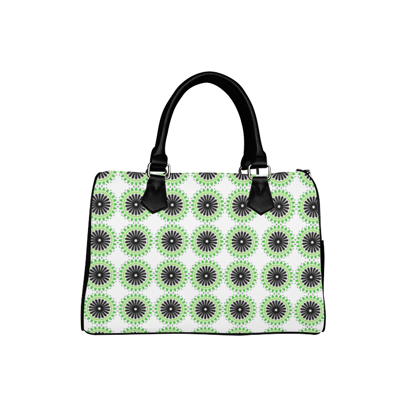 Green and Black Design Pattern Boston Handbag (Model 1621)