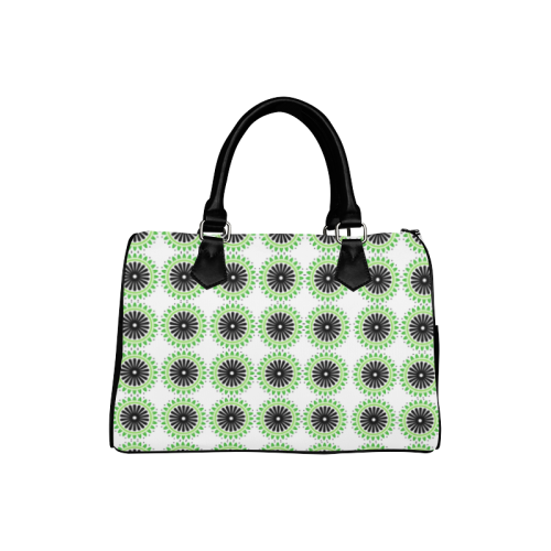 Green and Black Design Pattern Boston Handbag (Model 1621)