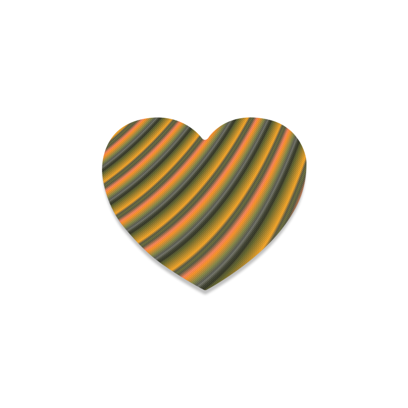 Stylish Mango Gradient Stripes Heart Coaster