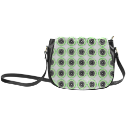 Green and Black Design Pattern Classic Saddle Bag/Large (Model 1648)