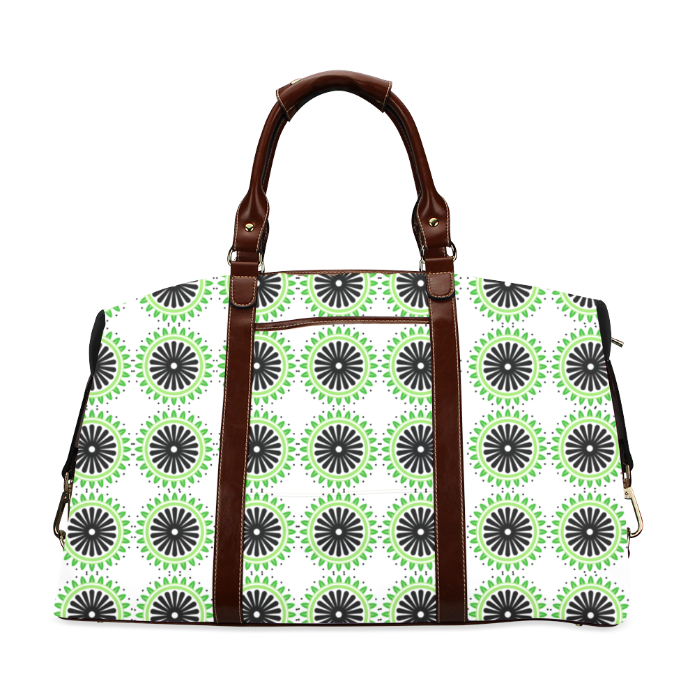 Green and Black Design Pattern Classic Travel Bag (Model 1643)