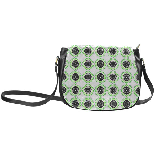 Green and Black Design Pattern Classic Saddle Bag/Small (Model 1648)