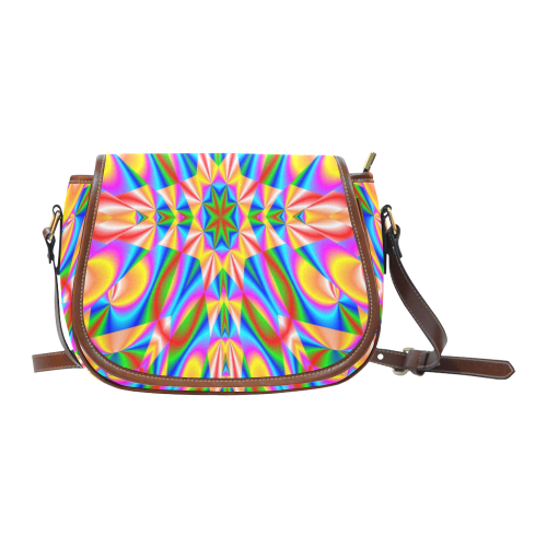 Rainbow Love Kaleidoscope Saddle Bag/Large (Model 1649)