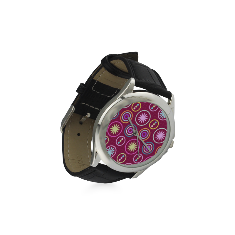 Retro Geometric Pattern Women's Classic Leather Strap Watch(Model 203)