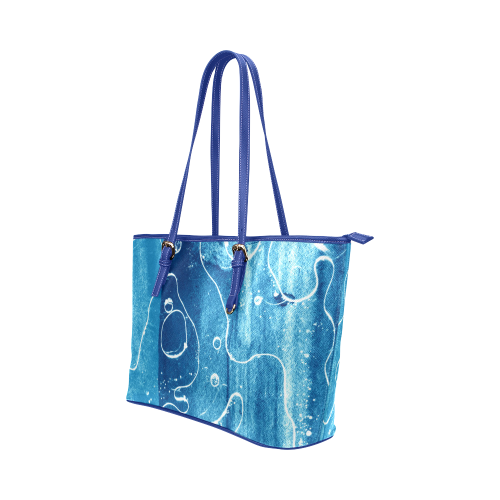 Liquid Blue Leather Tote Bag/Large (Model 1651)