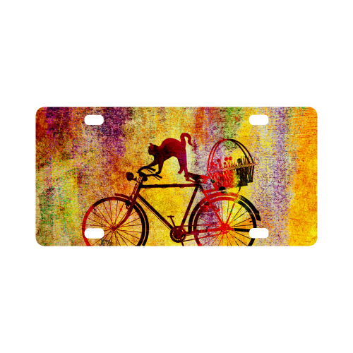 Cat and Bicycle Classic License Plate