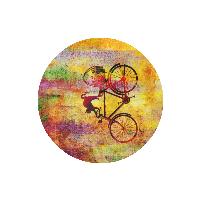 Cat and Bicycle Round Mousepad