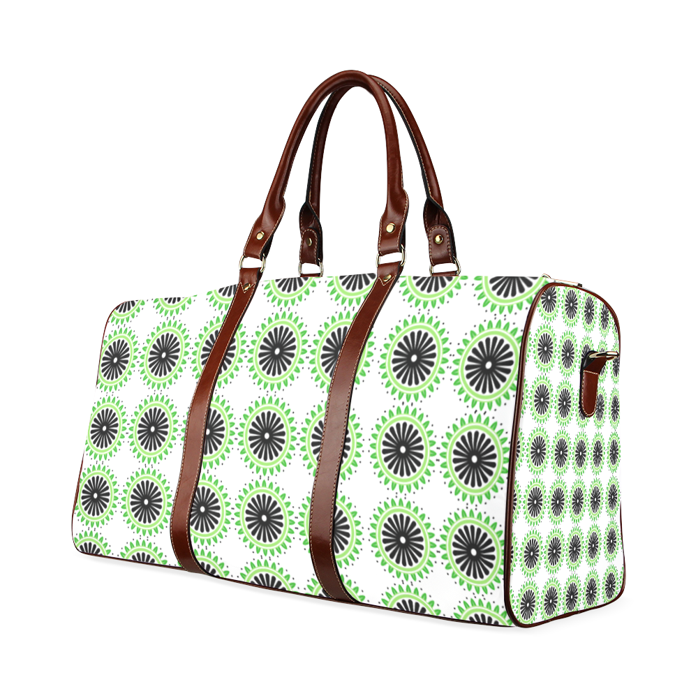 Green and Black Design Pattern Waterproof Travel Bag/Large (Model 1639)