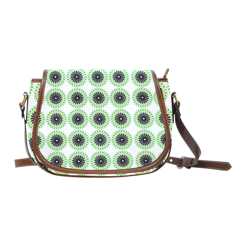 Green and Black Design Pattern Saddle Bag/Large (Model 1649)