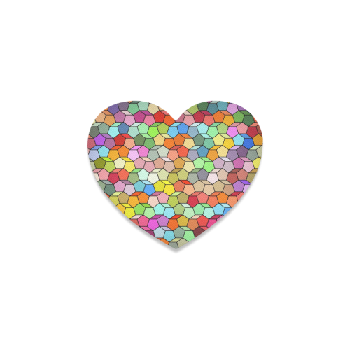Colorful Polygon Pattern Heart Coaster