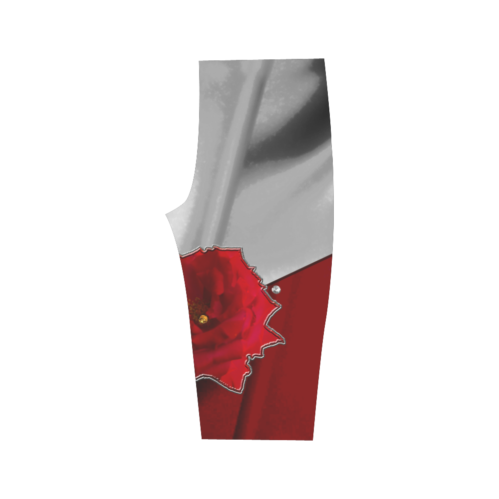 Two Tone Silk Rose Hestia Cropped Leggings (Model L03)