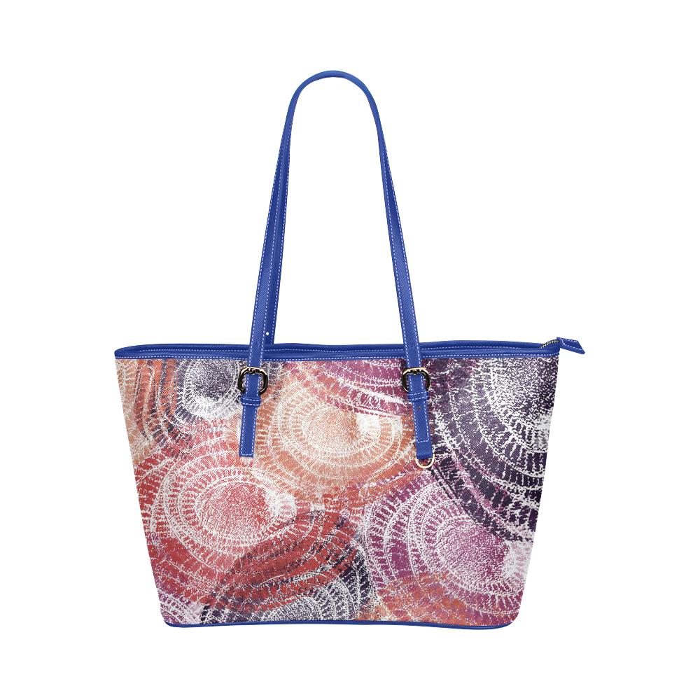 Abstract Circular Pattern Leather Tote Bag/Small (Model 1651)