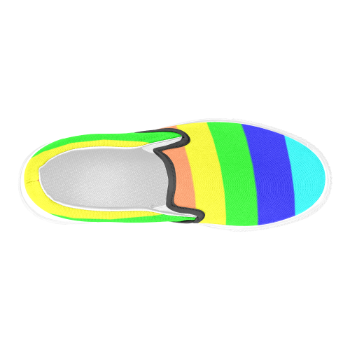 Rainbow Stripes Men's Slip-on Canvas Shoes (Model 019)