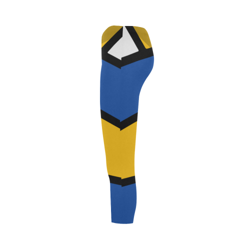 Blue and Yellow Design Capri Legging (Model L02)