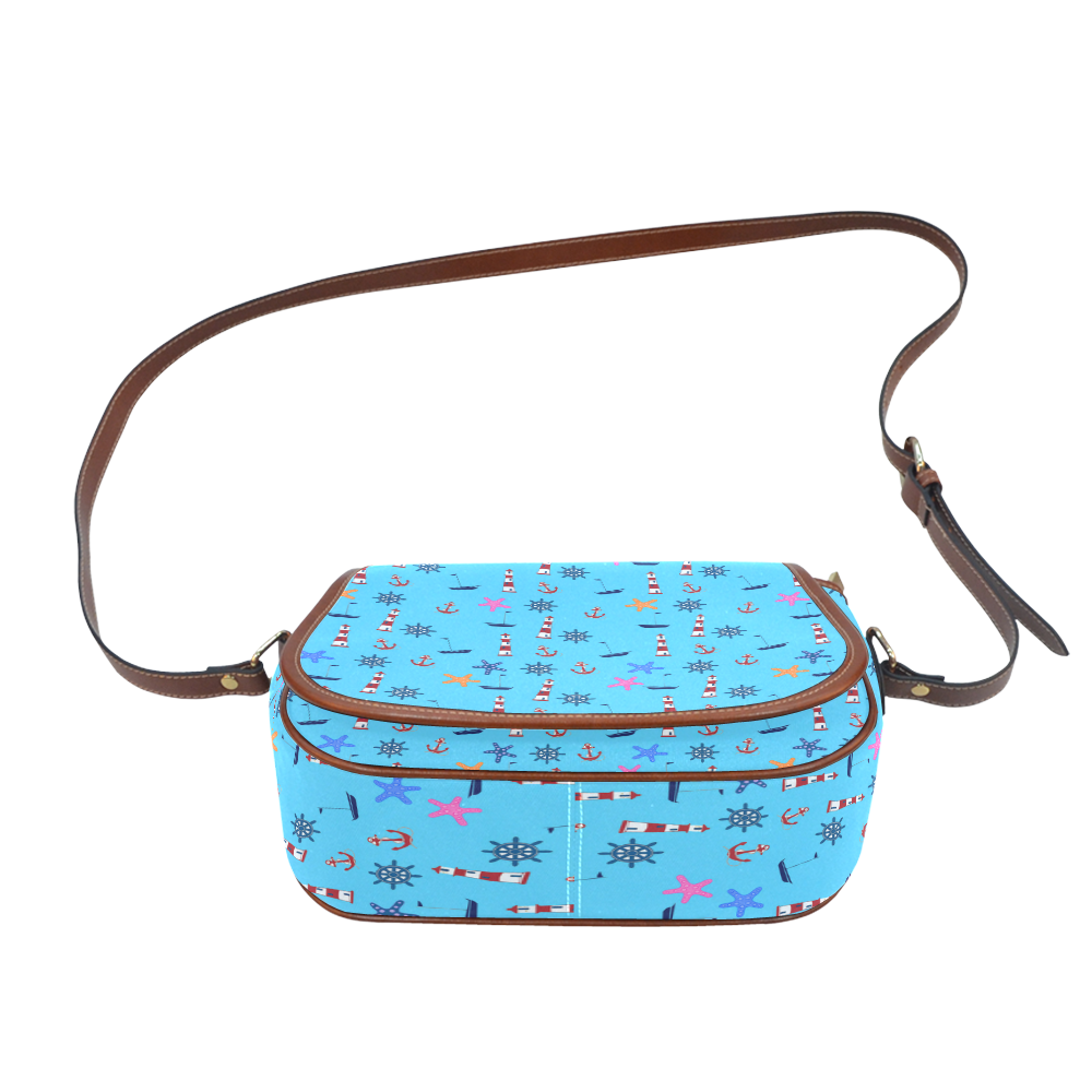 Nautical Beach Scene Saddle Bag/Large (Model 1649)