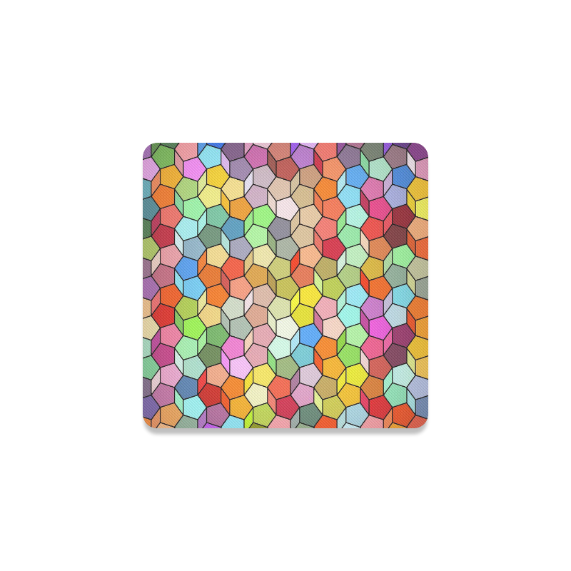 Colorful Polygon Pattern Square Coaster