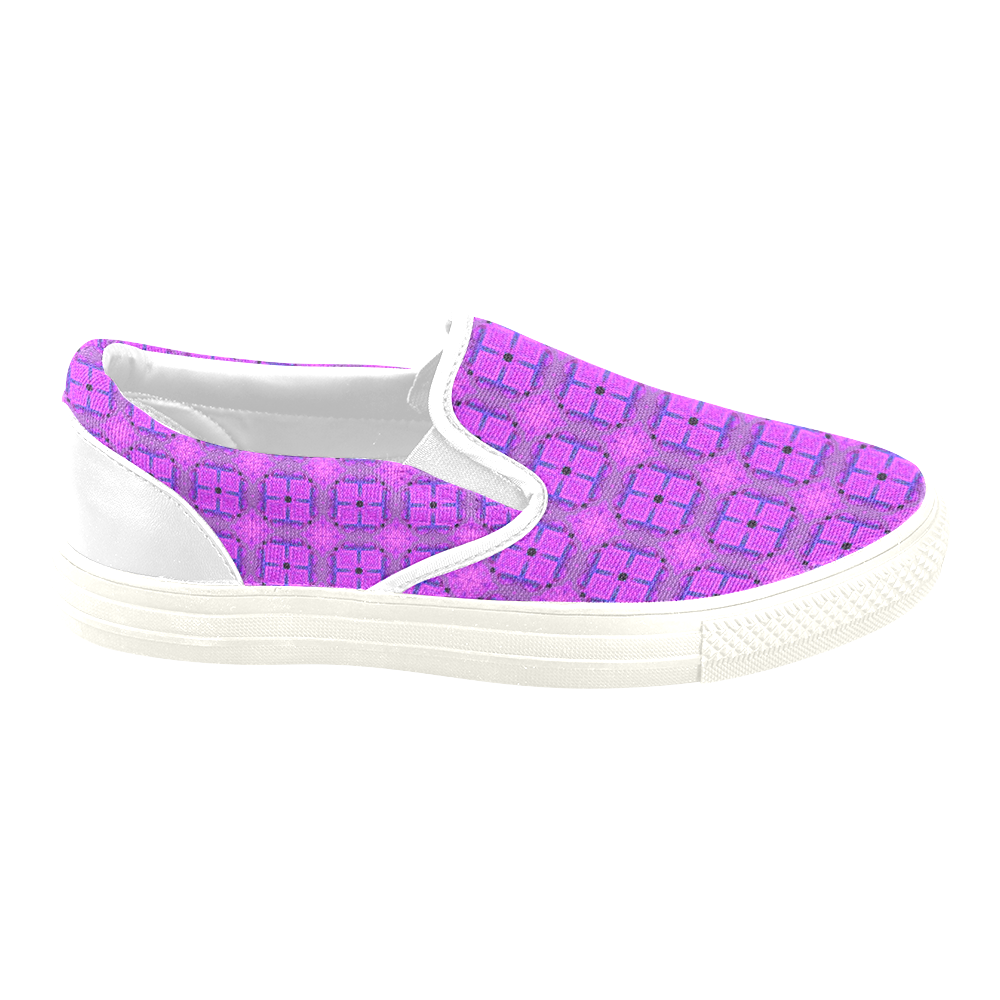 Abstract Dancing Diamonds Purple Violet Women's Unusual Slip-on Canvas Shoes (Model 019)