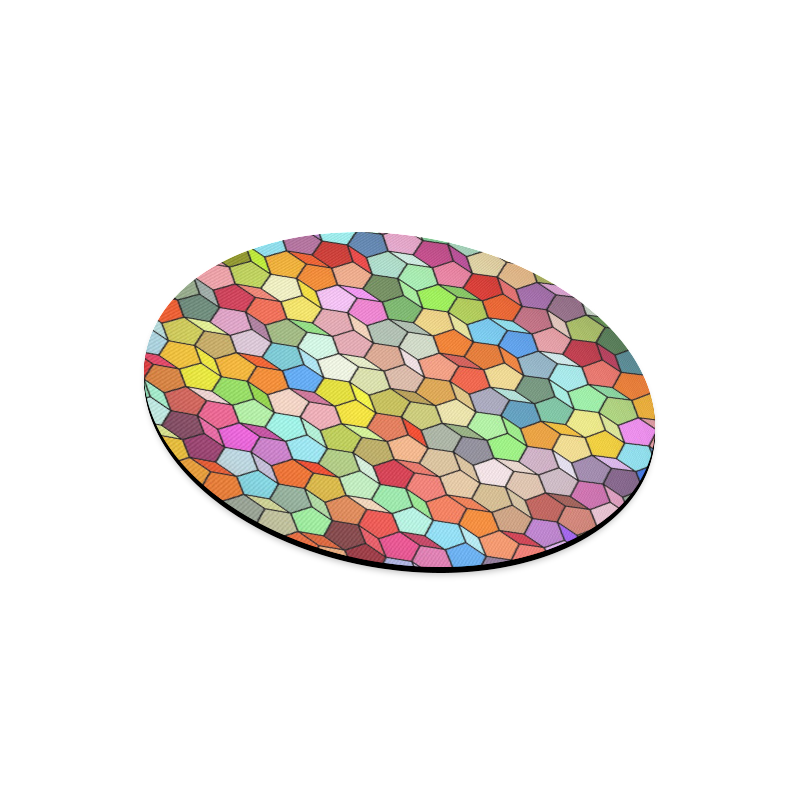 Colorful Polygon Pattern Round Mousepad