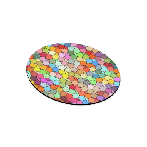 Colorful Polygon Pattern Round Mousepad