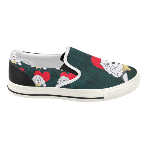 OES heart and bone multi Women's Slip-on Canvas Shoes (Model 019)