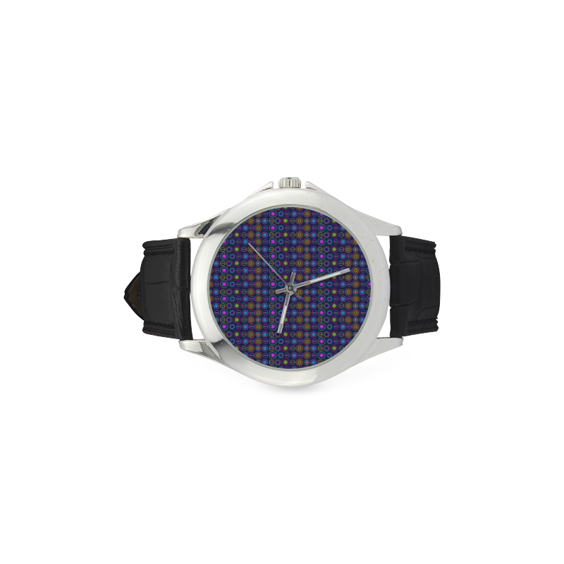 Colorful Geometric Retro Pattern Women's Classic Leather Strap Watch(Model 203)