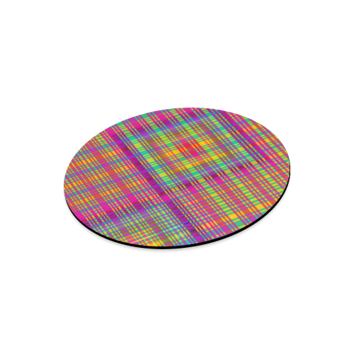 Rainbow Tartan Round Mousepad