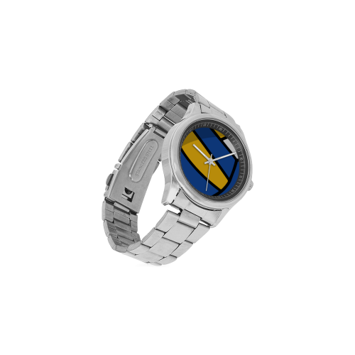Blue and Yellow Design Men's Stainless Steel Watch(Model 104)