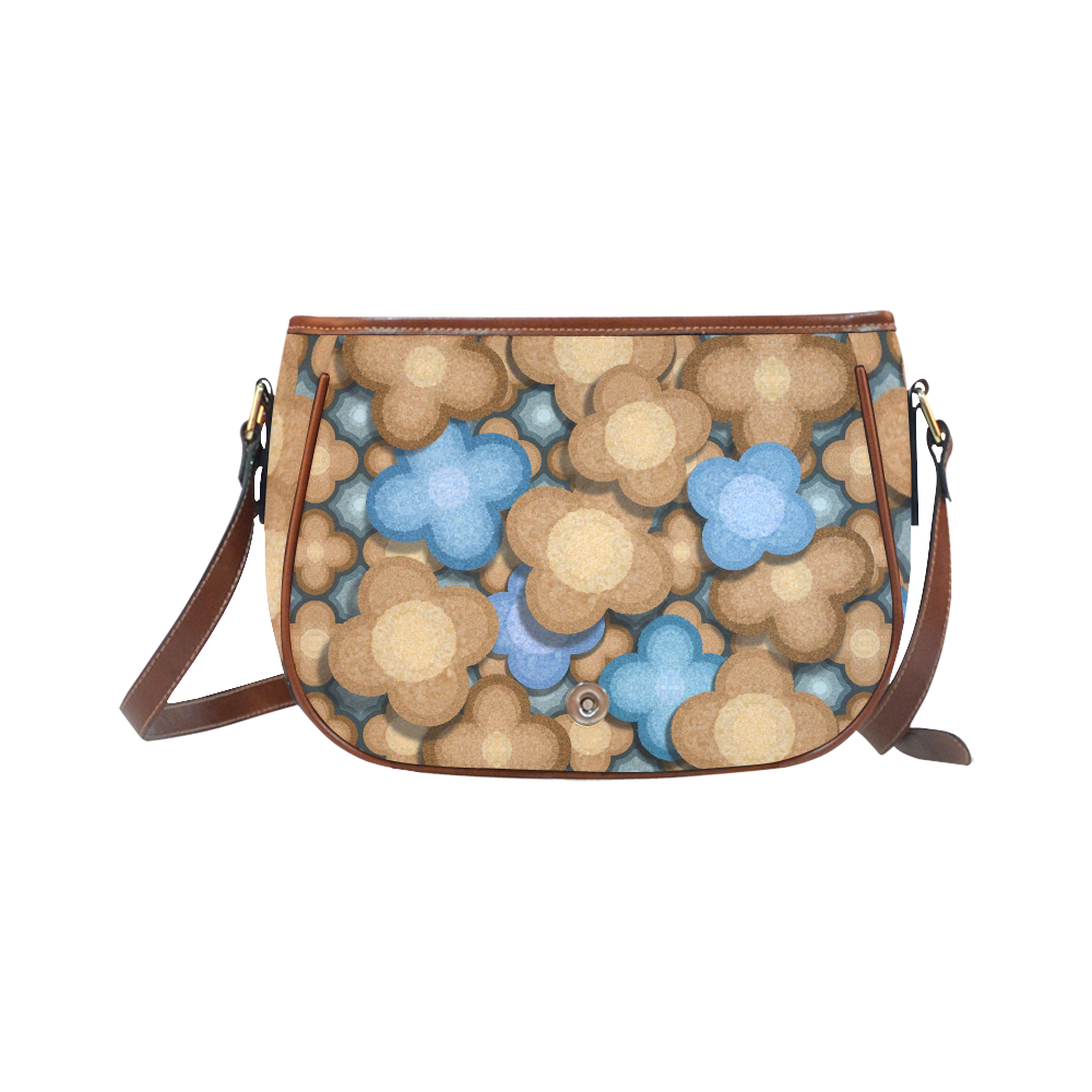 brown blue pattern Saddle Bag/Small (Model 1649) Full Customization