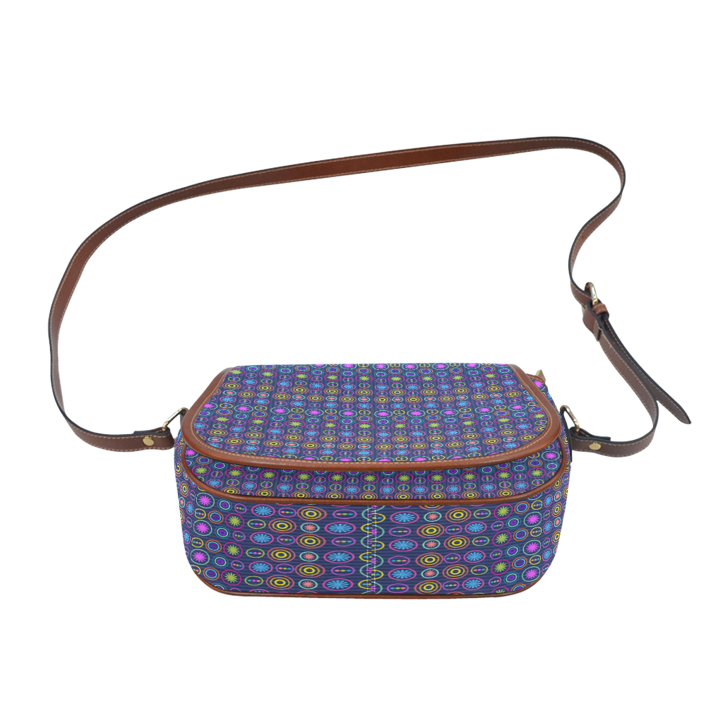 Colorful Geometric Retro Pattern Saddle Bag/Large (Model 1649)